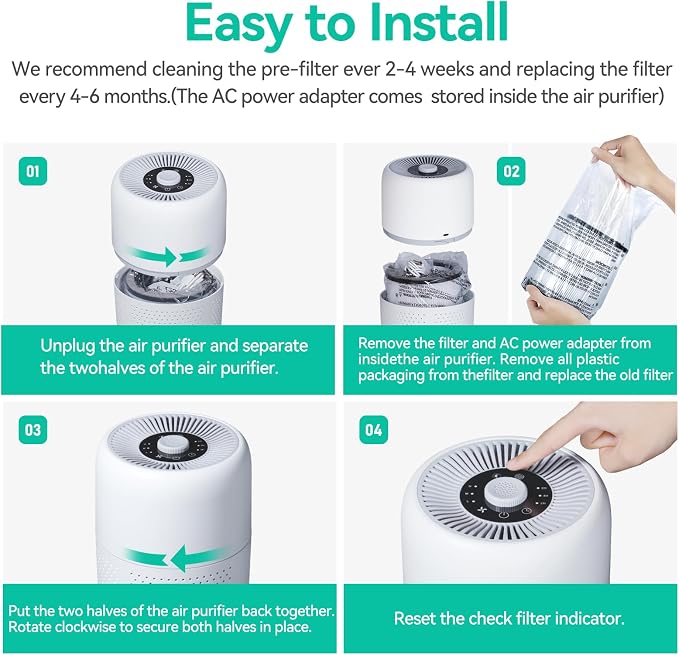 2 Pack YARIKI Air Purifiers for Bedroom Home - Image 8