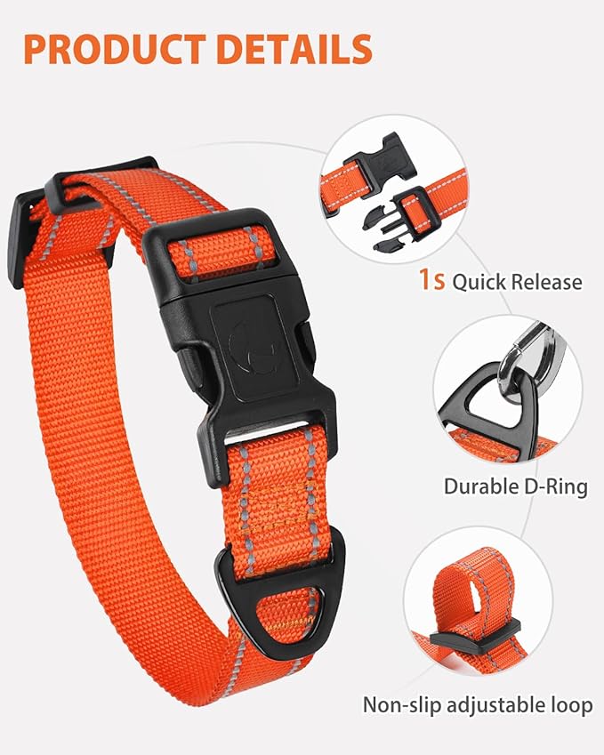 Joytale Small Dog Collar, Reflective and Adjustable Nylon Collar - Image 4