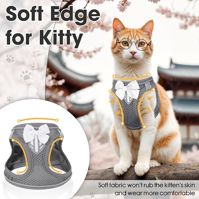 Cat Vest Harness and Leash Set for Walking Escape Proof, Adjustable Kitten - Image 3