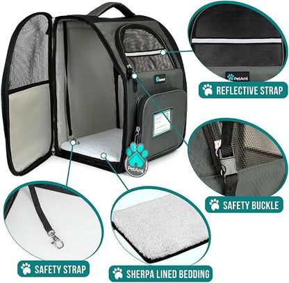 PetAmi Dog Backpack Carrier for Small Large Cat, Ventilated Pet Hiking Backpack - Image 4