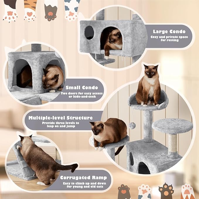 54 Inches Cat Tree Tower for Indoor Cats, Cat Tree Tower Condo - Image 6