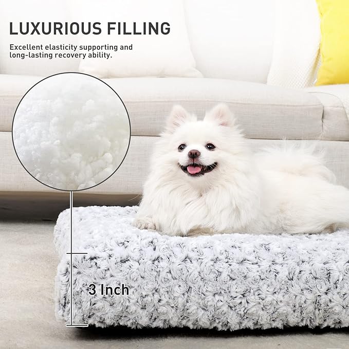 KSIIA Washable Dog Bed Deluxe Plush Dog Crate Beds Comfy Kennel Pad Anti-Slip - Image 3