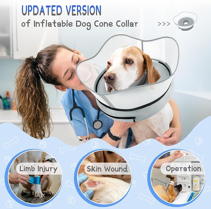 Supet Raised Inflatable Dog Cone Collar to Stop Licking, Soft Dog Cone - Image 2