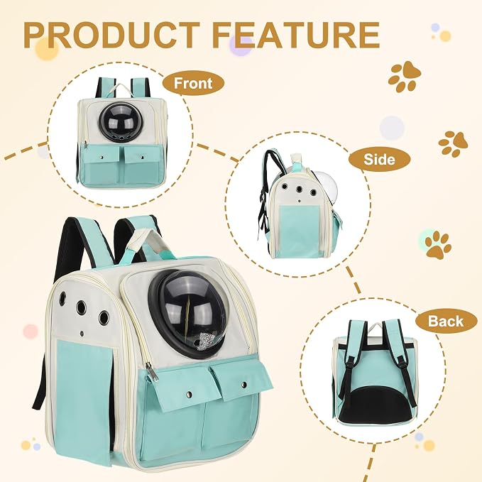 Pet Backpack Carrier, Portable and Ventilated, Oxford Cloth, Dogs Cats and - Image 4