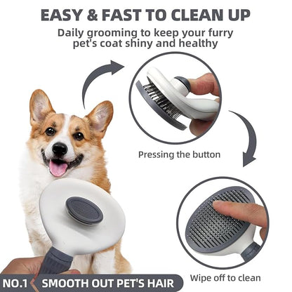 6-in-1 Grey Pet Grooming Kit: Hair Brush, Washing Gloves, Slicker Brush - Image 2