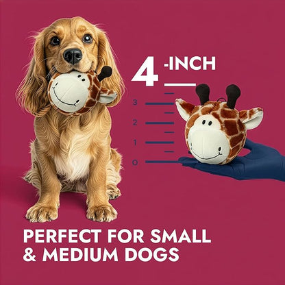 Pet Lou 4 Inch EZ Squeaky Giraffe Ball Dog Plush Toy, Stuffing-Free Soft Plush - Image 6