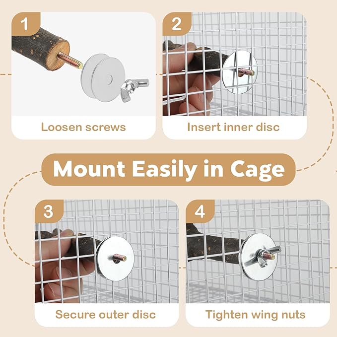 8 PCS Bird Perches for Cage, Natural Wood Parrot Perch Stand, Birds Cage - Image 4