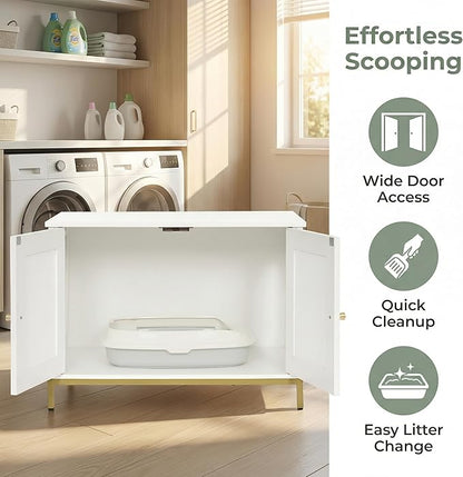 Homhedy Cat Litter Box Enclosure, Cat Washroom Furniture - Image 2
