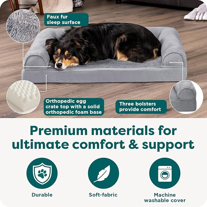 Furhaven Orthopedic Dog Bed for Large/Medium Dogs w/ Removable Bolsters & - Image 5