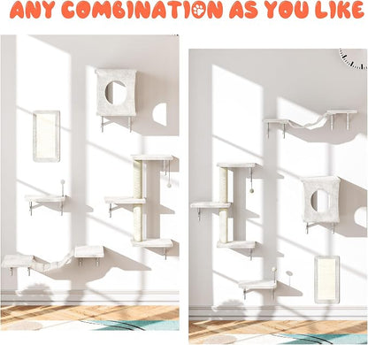 NUNU LAB Cat Wall Shelves Set, Bridge Ladder, Scratching Post, Indoor Cat - Image 2