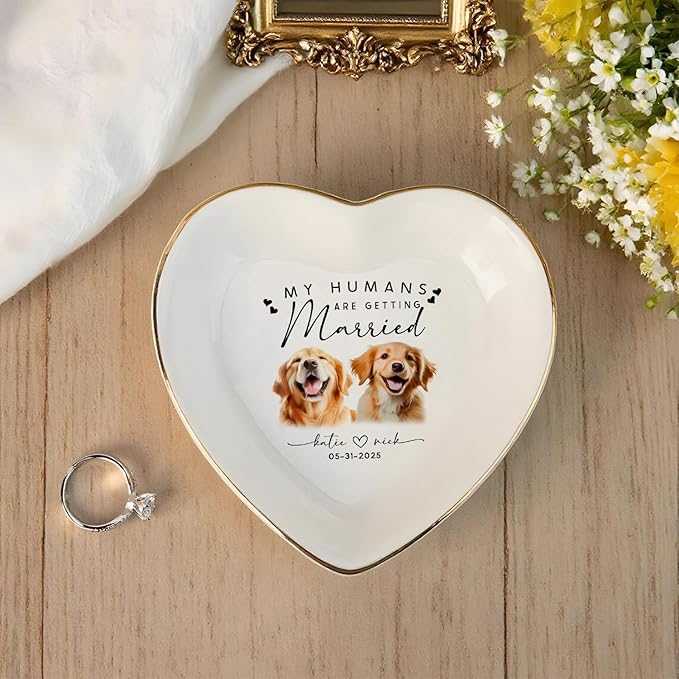 Custom Pet Portrait Watercolor Ring Dish, My Humans Are Getting Married Jewelry - Image 6