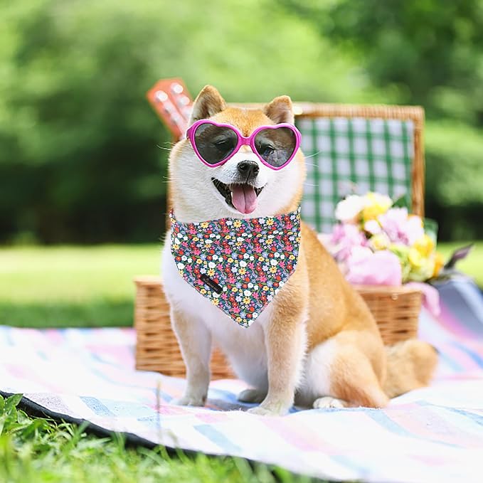 ARING PET Floral Dog Bandana, Spring Summer Colorful Flower Girl Pet Bandana - Image 5