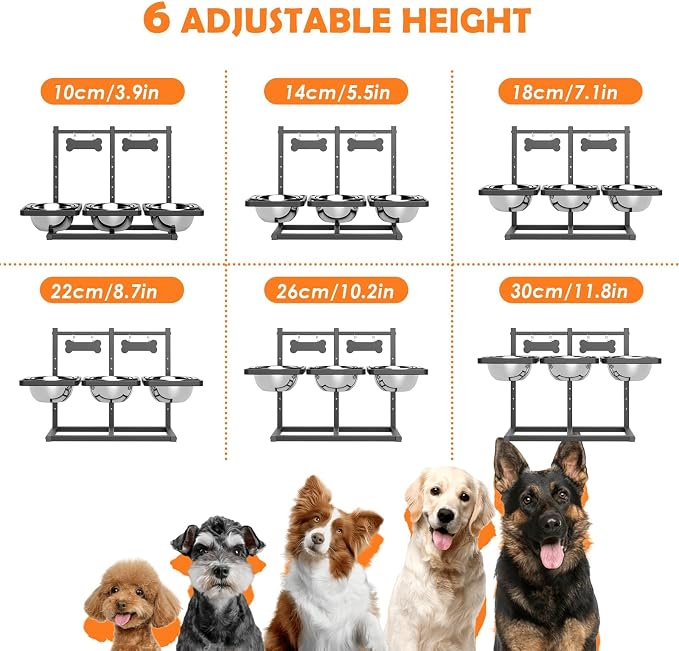 Elevated Dog Bowls for Large Dogs, 6 Height Adjustable Raised Stand - Image 4