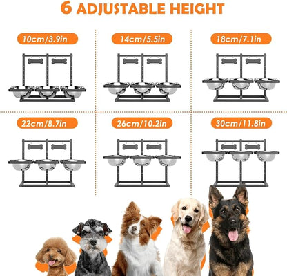 Elevated Dog Bowls for Large Dogs, 6 Height Adjustable Raised Stand - Image 4