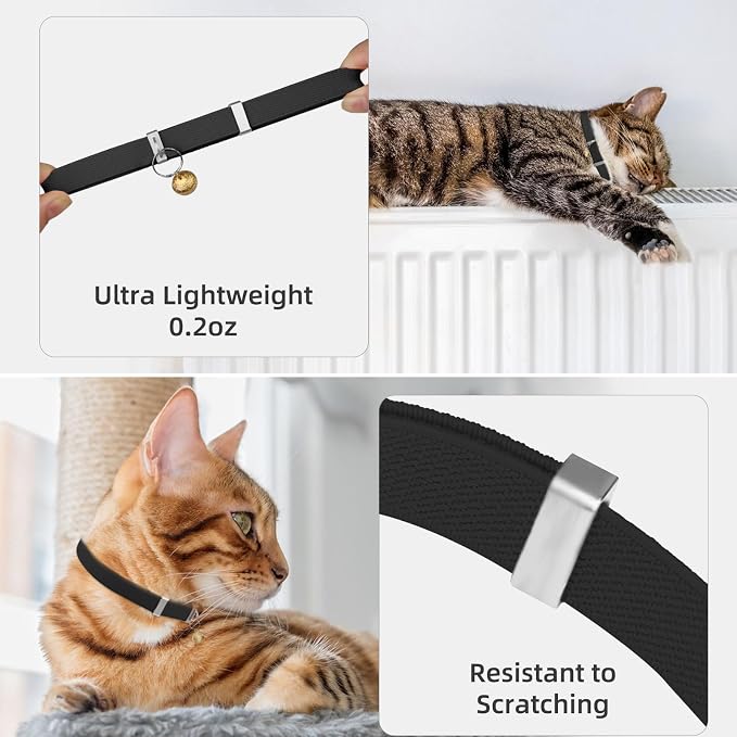 Cat Collar with Bell, 7-12 Inch Adjustable, Soft None Breakaway Lightweight - Image 2