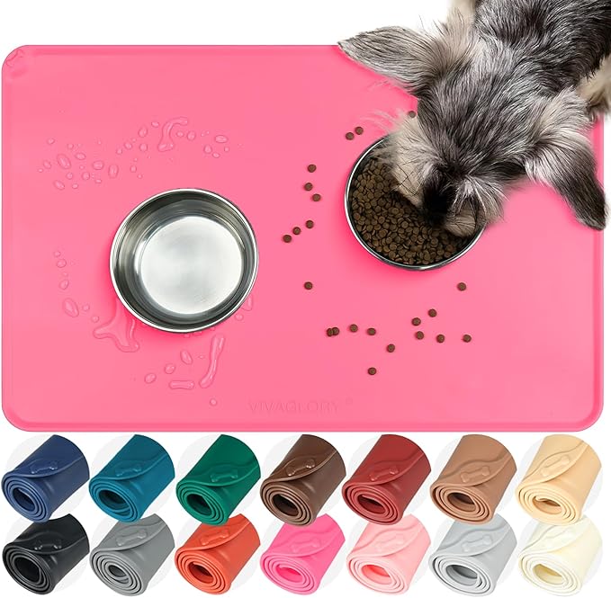 VIVAGLORY Dog Food Mat Flexmat Dog Bowl Mat, Placemat Food Tray by Vivaglory