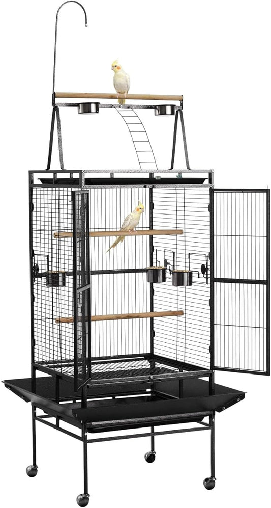 VEVOR Bird Cage, 32.7 x 31.1 x 82.7 inch, Open Flat Top, Wrought Iron Bird by VEVOR
