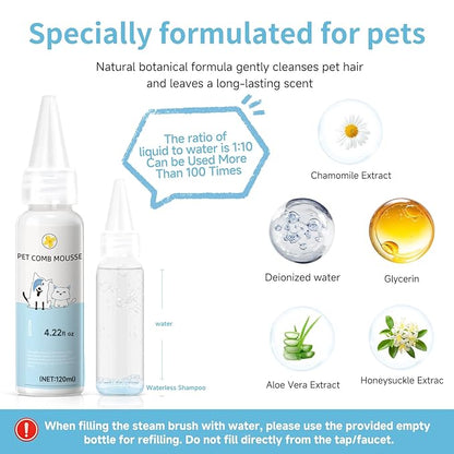 Pet Steam Brush Set for Dogs & Cats, Includes 3-in-1 Self Cleaning Spray Comb - Image 3