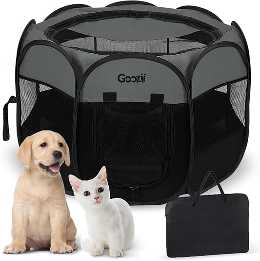Portable Dog Playpen for Large Dogs, Collapsible Puppy Pet Cat Playpen by Goozii