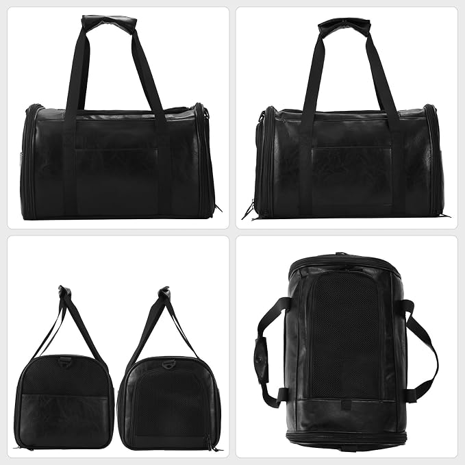 Fashion Leather Dog Carrier Cat Carrier Airline Approved Pet Carrier - Image 3