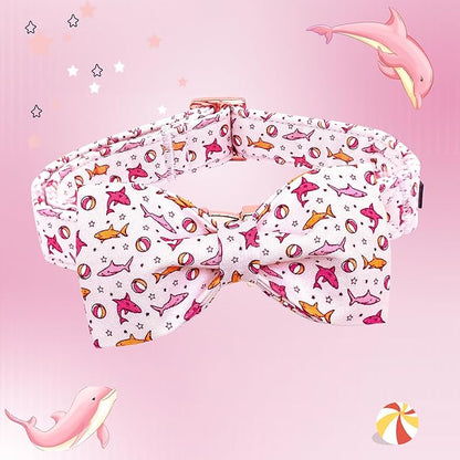 Lionheart glory Dog Collar Shark Print Dog Bow Collar Pink Dog Collar Male or - Image 3