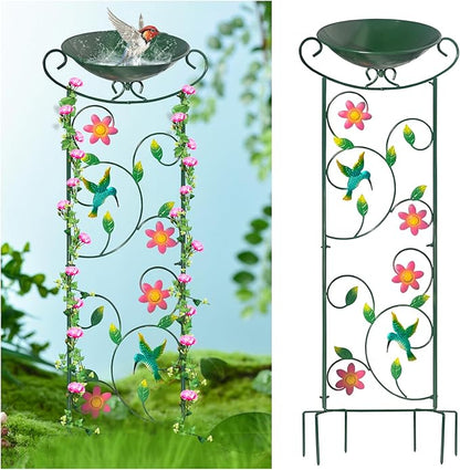 HONGLAND Metal Bird Bath with Trellis, Decorative Bird Feeder Station with by HONGLAND