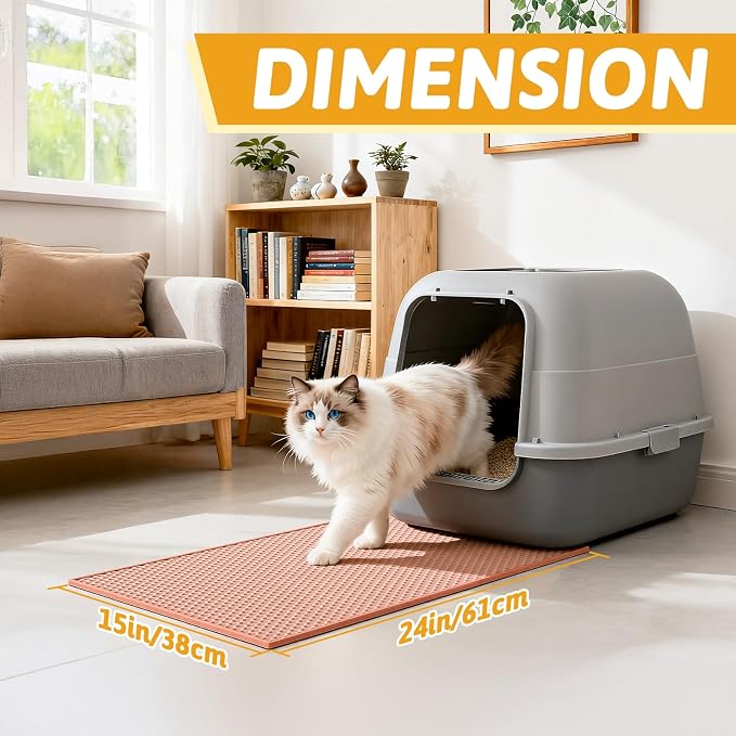 Pieviev Cat Litter Mat Double Layer Waterproof Urine Proof Trapping Mat 1 Pack) - Image 2