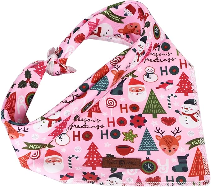 Lionet Paws Christmas Dog Bandana Washable Cotton Handkerchief Scarf Triangle - Image 5
