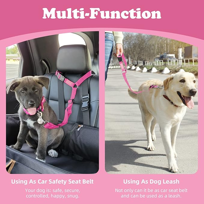 BWOGUE Pet Dog Cat Seat Belts, Car Headrest Restraint Adjustable Safety Leads - Image 6