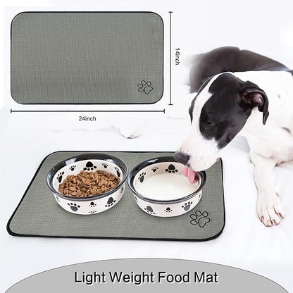 SINLAND Microfiber Pet Bowl Mat Dog Cats Feeding Mats - Image 2