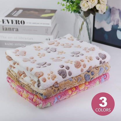 Comsmart Dog & Cat Blanket, Cute Paw Print, Soft Warm Fleece Throw - Image 4