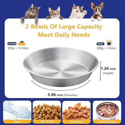 2-Pack Stainless Steel Cat Food Bowls, Shallow Whisker-Friendly Non-Slip - Image 5