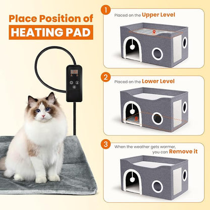 Indoor Heated Cat House, Adjustable Temperature Cat Heating Bed - Image 7