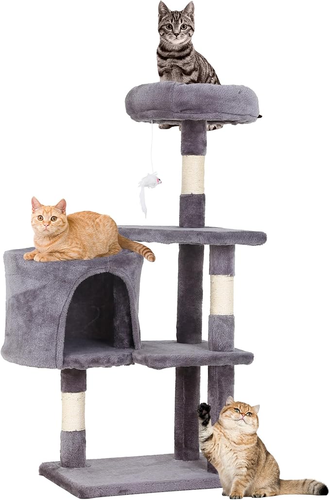 FDW | 36" Cat Tree Tower | Light Gray | Multi-Level Indoor Activity Center by FDW
