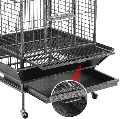 Yaheetech 63'' Bird Cage with Stand Wrought Iron Rolling Open Play Top Large - Image 8