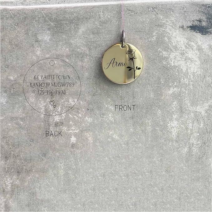 Cats Dogs ID Tags Personalized Engraving Birth Flowers Pattern - Image 8
