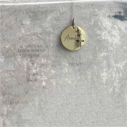 Cats Dogs ID Tags Personalized Engraving Birth Flowers Pattern - Image 8