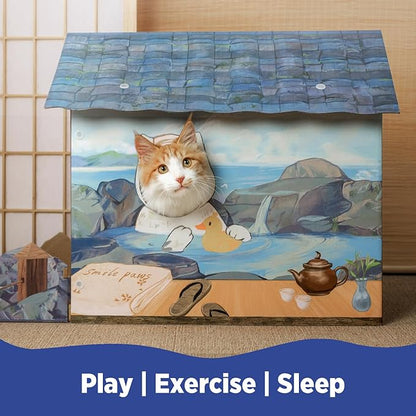SMILE PAWS Cat Beds for Indoor Cats, Cardboard Cat House - Image 4