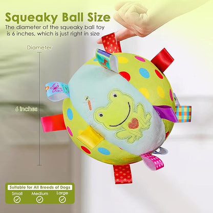 Dog Squeaky Plush Toy with Straps, 6-Inch Soft Stuffed Ball with Cotton - Image 4