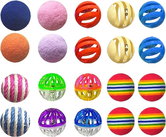 Cat Toys for Indoor Cats, Cat Toys Balls, 20 Packs Interactive Cat Toy Set by YULOYI