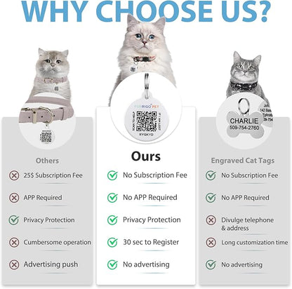 Cat Collar Breakaway with QR Code Name Tag, Reflective Kitten Collars with Bell - Image 2