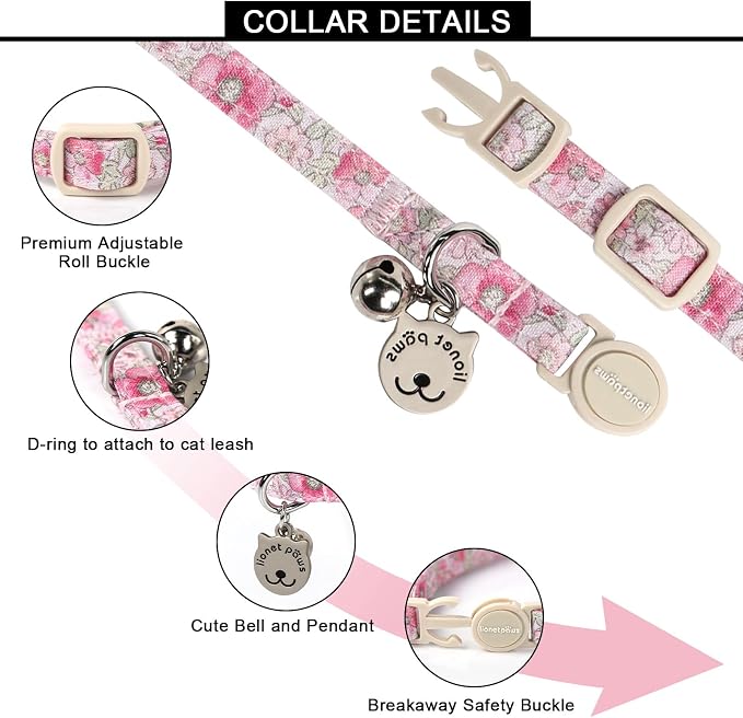 Lionet Paws 2pcs Pack Cotton Cat Collar, Breakaway Buckle - Image 2