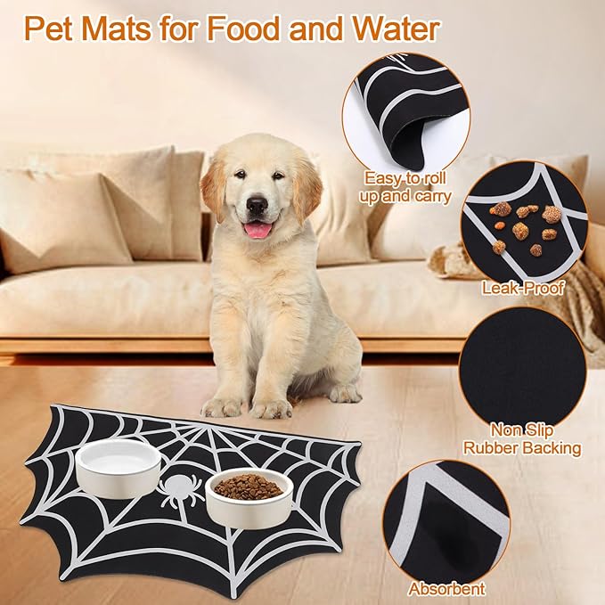 Halloween Pet Mat for Food and Water, Pet Feeding Mat for Dog Cat Bowl - Image 6