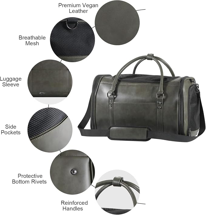 Stylish Leather Pet Carrier for Small Dogs and Cats Up to 15 lbs, Airline - Image 4