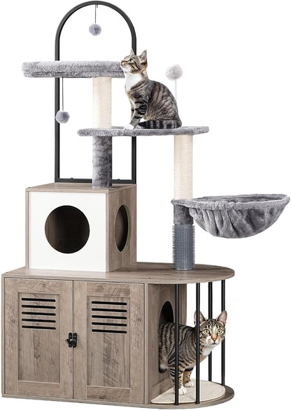 HOOBRO Cat Tree with Litter Box Enclosure, Arched All-in-One 31.5" Cat Tower by HOOBRO