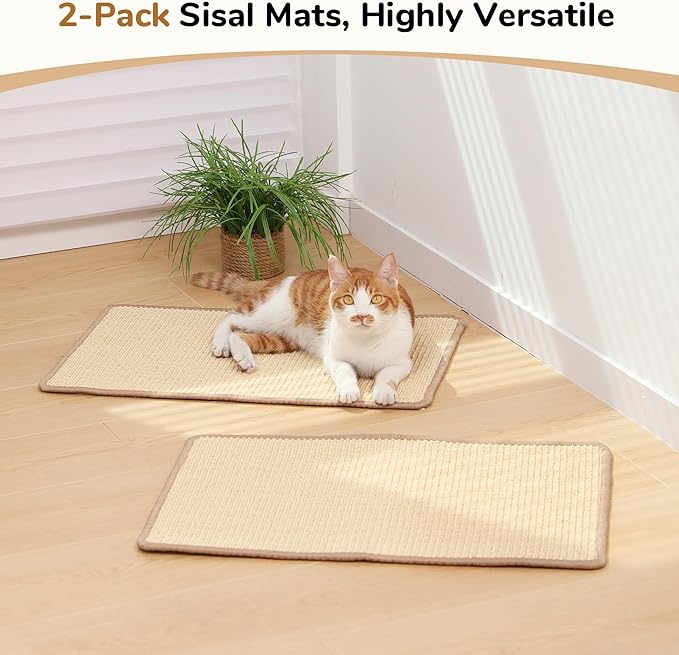 FUKUMARU 2 Packs Cat Scratching Mat, 23.6 x 15.7 Inch Natural Sisal Cat Scratch - Image 9