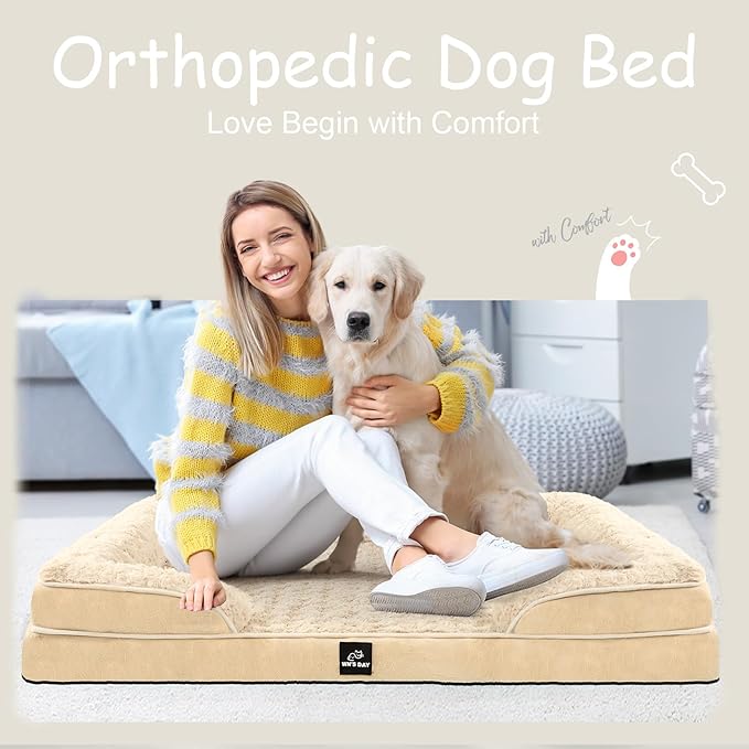 Orthopedic Dog Bed for Large Medium Sized, Washable Memory Foam Large Dog Bed - Image 7