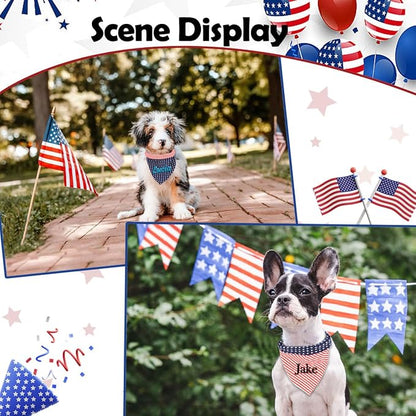 Personalized 4th of July Dog Bandana Embroidered Name Custom Neckwear Dog Scarf - Image 7