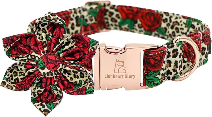 Lionheart Glory Dog Collar, Cute Floral Pattern Pet Collar Adjustable Dog Collar by LionheartGlory