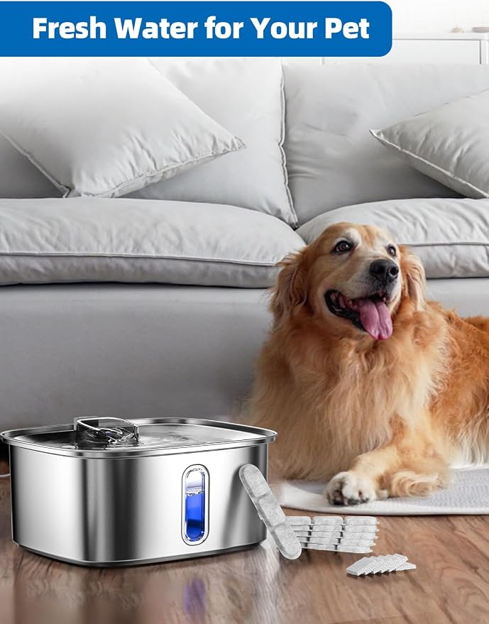 Dog Water Fountain for Large Dogs, 9L/2.4Gal Stainless Steel Dog Fountain - Image 7